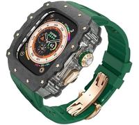 HGJHJJHK Carbon Fiber Clear Watch Case Mod Kit，For Ultra 2 49mm，Luxury Watch Strap+Carbon Fiber Watch Case，For Iwatch Series 9/8/7/6/5/4/SE 45mm 44mm Accessories