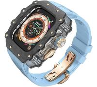 HGJHJJHK Carbon Fiber Clear Watch Case Mod Kit，For Ultra 2 49mm，Luxury Watch Strap+Carbon Fiber Watch Case，For Iwatch Series 9/8/7/6/5/4/SE 45mm 44mm Accessories