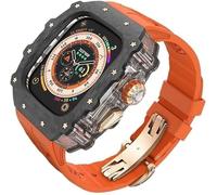 HGJHJJHK Carbon Fiber Clear Watch Case Mod Kit，For Ultra 2 49mm，Luxury Watch Strap+Carbon Fiber Watch Case，For Iwatch Series 9/8/7/6/5/4/SE 45mm 44mm Accessories