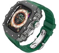 HGJHJJHK Carbon Fiber Clear Watch Case Mod Kit，For Ultra 2 49mm，Luxury Watch Strap+Carbon Fiber Watch Case，For Iwatch Series 9/8/7/6/5/4/SE 45mm 44mm Accessories