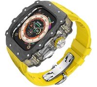 HGJHJJHK Carbon Fiber Clear Watch Case Mod Kit,For Ultra 2 49mm,Luxury Watch Strap+Carbon Fiber Watch Case,For Iwatch Series 9/8/7/6/5/4/SE 45mm 44mm Accessories