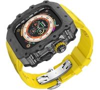 HGJHJJHK Carbon Fiber Clear Watch Case Mod Kit，For Ultra 2 49mm，Luxury Watch Strap+Carbon Fiber Watch Case，For Iwatch Series 9/8/7/6/5/4/SE 45mm 44mm Accessories