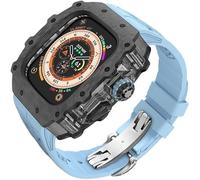 HGJHJJHK Carbon Fiber Clear Watch Case Mod Kit，For Ultra 2 49mm，Luxury Watch Strap+Carbon Fiber Watch Case，For Iwatch Series 9/8/7/6/5/4/SE 45mm 44mm Accessories