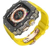 HGJHJJHK Carbon Fiber Clear Watch Case Mod Kit，For Ultra 2 49mm，Luxury Watch Strap+Carbon Fiber Watch Case，For Iwatch Series 9/8/7/6/5/4/SE 45mm 44mm Accessories