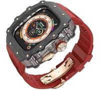 HGJHJJHK Carbon Fiber Clear Watch Case Mod Kit,For Ultra 2 49mm,Luxury Watch Strap+Carbon Fiber Watch Case,For Iwatch Series 9/8/7/6/5/4/SE 45mm 44mm Accessories