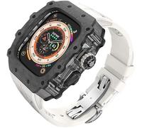 HGJHJJHK Carbon Fiber Clear Watch Case Mod Kit，For Ultra 2 49mm，Luxury Watch Strap+Carbon Fiber Watch Case，For Iwatch Series 9/8/7/6/5/4/SE 45mm 44mm Accessories