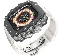 HGJHJJHK Carbon Fiber Clear Watch Case Mod Kit，For Ultra 2 49mm，Luxury Watch Strap+Carbon Fiber Watch Case，For Iwatch Series 9/8/7/6/5/4/SE 45mm 44mm Accessories