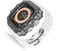 HGJHJJHK Carbon Fiber Clear Watch Case Mod Kit，For Ultra 2 49mm，Luxury Watch Strap+Carbon Fiber Watch Case，For Iwatch Series 9/8/7/6/5/4/SE 45mm 44mm Accessories