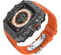 HGJHJJHK Carbon Fiber Clear Watch Case Mod Kit，For Ultra 2 49mm，Luxury Watch Strap+Carbon Fiber Watch Case，For Iwatch Series 9/8/7/6/5/4/SE 45mm 44mm Accessories