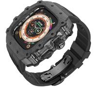 HGJHJJHK Carbon Fiber Clear Watch Case Mod Kit，For Ultra 2 49mm，Luxury Watch Strap+Carbon Fiber Watch Case，For Iwatch Series 9/8/7/6/5/4/SE 45mm 44mm Accessories