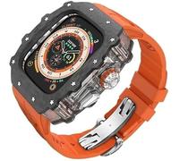 HGJHJJHK Carbon Fiber Clear Watch Case Mod Kit，For Ultra 2 49mm，Luxury Watch Strap+Carbon Fiber Watch Case，For Iwatch Series 9/8/7/6/5/4/SE 45mm 44mm Accessories