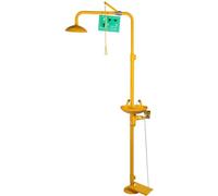 HGJHJJHK Combination Eye Wash Station, Emergey Shower Eye Washer with Pedal, Eye Flush Shower Adjustable Flow Speed, Rinse Kit for Outdoor, Yellow