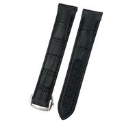 HGJHJJHK Curved Genuine Leather Watchband 20mm For Omega Seamaster Diver 300 AT150 AQUA TERRA 150 Blue Cowhide Watch Strap