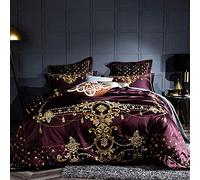 HGJHJJHK Duvet Sets Double,silver Blue White Royal Embroidery 100s Cotton Palace Bedding Set Cover Bed Sheet Queen King Size (Color : F, Size : Queen) (C King)