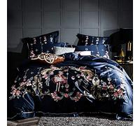 HGJHJJHK Duvet Sets Double,silver Blue White Royal Embroidery 100s Cotton Palace Bedding Set Cover Bed Sheet Queen King Size (Color : F, Size : Queen) (B Queen)