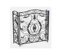HGJHJJHK Fireplace Screen Black Fireplace Screen, Flower Vintage Iron European Fireplace Screen With Mesh, Fireplace Fence Screen Spark Guard Cover (A) small gift