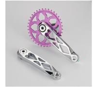 HGJHJJHK Folding Bicycle Crankset 170mm MTB Aluminum Alloy Bicycle Crank Arm Set 36T Road Bike Hollow Integrated Bicycle Crank,Purple Gloss,170mm-36T