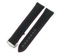 HGJHJJHK Folding Buckle Nylon Leather Watchband 20mm for Omega Seamaster AQUA TERRA 150 GMT Curved End Watch Strap