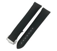 HGJHJJHK Folding Buckle Nylon Leather Watchband 20mm for Omega Seamaster AQUA TERRA 150 GMT Curved End Watch Strap