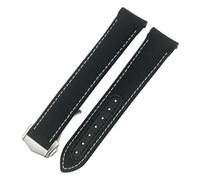 HGJHJJHK Folding Buckle Nylon Leather Watchband 20mm for Omega Seamaster AQUA TERRA 150 GMT Curved End Watch Strap