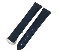 HGJHJJHK Folding Buckle Nylon Leather Watchband 20mm for Omega Seamaster AQUA TERRA 150 GMT Curved End Watch Strap