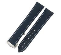 HGJHJJHK Folding Buckle Nylon Leather Watchband 20mm for Omega Seamaster AQUA TERRA 150 GMT Curved End Watch Strap