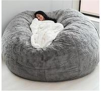HGJHJJHK Large Bean Bag Chair,giant Foam-filled Furniture Machine Washable Covers,big Round Soft Fluffy Faux Fur Beanbag Lazy Sofa Bed Cover, 7, 7ft