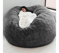 HGJHJJHK Large Bean Bag Chair,giant Foam-filled Furniture Machine Washable Covers,big Round Soft Fluffy Faux Fur Beanbag Lazy Sofa Bed Cover, 3, 6ft