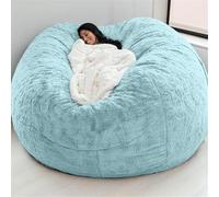 HGJHJJHK Large Bean Bag Chair,giant Foam-filled Furniture Machine Washable Covers,big Round Soft Fluffy Faux Fur Beanbag Lazy Sofa Bed Cover, 15, 7ft