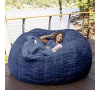 HGJHJJHK Large Bean Bag Chair,giant Foam-filled Furniture Machine Washable Covers,big Round Soft Fluffy Faux Fur Beanbag Lazy Sofa Bed Cover, 11, 5ft