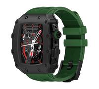 HGJHJJHK Luxury Modification Mod Kit,For Band Case 8 7 45mm Metal Bezel Frame Fluorine Rubber Watch Strap,For IWatch SE 6 5 4 44mm