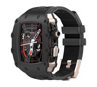 HGJHJJHK Luxury Modification Mod Kit，For Band Case 8 7 45mm Metal Bezel Frame Fluorine Rubber Watch Strap，For IWatch SE 6 5 4 44mm