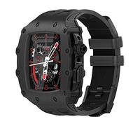 HGJHJJHK Luxury Modification Mod Kit,For Band Case 8 7 45mm Metal Bezel Frame Fluorine Rubber Watch Strap,For IWatch SE 6 5 4 44mm
