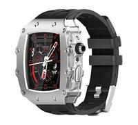 HGJHJJHK Luxury Modification Mod Kit，For Band Case 8 7 45mm Metal Bezel Frame Fluorine Rubber Watch Strap，For IWatch SE 6 5 4 44mm