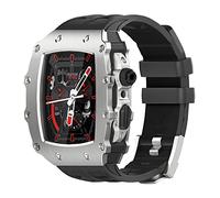HGJHJJHK Luxury Modification Mod Kit，For Band Case 8 7 45mm Metal Bezel Frame Fluorine Rubber Watch Strap，For IWatch SE 6 5 4 44mm