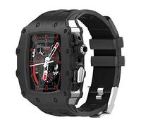 HGJHJJHK Luxury Modification Mod Kit，For Band Case 8 7 45mm Metal Bezel Frame Fluorine Rubber Watch Strap，For IWatch SE 6 5 4 44mm
