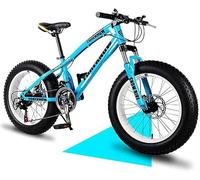 HGJHJJHK Men's And Women's Fat Tire Mountain Bikes,adult Full Suspension Beach Snow Mtb Bicycle,20/24/26 Inche,21-30 Speeds,disc Brakes, Blue, 26inch/27Speed