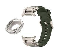 HGJHJJHK Metal Case Fluororubber Strap for Samsung Galaxy Watch 7 Ultra 47mm Metal Protective Case Cover Sport Bracelet for Galaxy Ultra 47mm FKM WatchBands