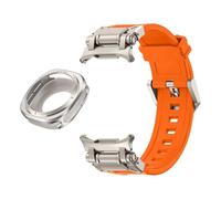 HGJHJJHK Metal Case Fluororubber Strap for Samsung Galaxy Watch 7 Ultra 47mm Metal Protective Case Cover Sport Bracelet for Galaxy Ultra 47mm FKM WatchBands