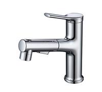 HGJHJJHK Sink Tap with Pull-Out Sprayer Basin Mixer Tap with Extendible Dual Mode Brass Retractable Single Lever Cold and Hot Water Single Handle Lavatory Faucet for Bathroom,Silver