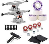 HGJHJJHK Skateboard Truck - Skate Board Standard Trucks 2pcs Skateboard Truck With Skate Wheel Riser Pad Bearing Accessory,Silver-white