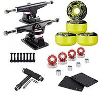HGJHJJHK Skateboard Truck - Skate Board Standard Trucks 2pcs Skateboard Truck With Skate Wheel Riser Pad Bearing Accessory,Black-yellow