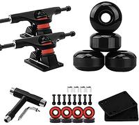 HGJHJJHK Skateboard Truck - Skate Board Standard Trucks 2pcs Skateboard Truck With Skate Wheel Riser Pad Bearing Accessory,Black-black1