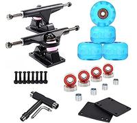 HGJHJJHK Skateboard Truck - Skate Board Standard Trucks 2pcs Skateboard Truck With Skate Wheel Riser Pad Bearing Accessory,Black-flash blue