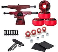 HGJHJJHK Skateboard Truck - Skate Board Standard Trucks 2pcs Skateboard Truck With Skate Wheel Riser Pad Bearing Accessory,Red-red