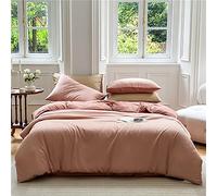HGJHJJHK Tencel Satin Duvet Cover,Cooling Simple Solid Color Silky 60 Double-Sided Four-Piece Duvet Cover Sheet Ice Silk Bedding for All Season (pink Full)