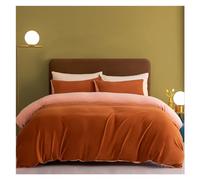 HGJHJJHK Winter Thickened Milk Velvet Duvet Cover 4 Piece Set, Coral Flannel Padded Duvet Cover Set with Invisible Zipper and 10 Quilt Corner Ties (Color : Pumpkin Orange, Size : 220 * 240cm)