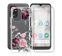 HGJTF Phone Case for Doro 8100 (6.1") with 2 X Tempered Glass, Ultra-Thin Silicone Shockproof Clear Soft TPU Bumper Shell + Protective Film for Doro 8100 - Safflower