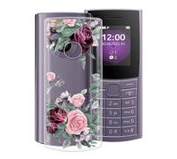 HGJTF Phone Case for Nokia 110 4G 2023 (1.8"), 360° Drop Protection Cover, [Ultra-Thin ] [Anti-Yellowing] Clear Silicone Shockproof Shell for Nokia 110 4G 2023 - Red Rose