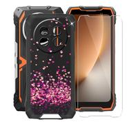 HGJTFANY Case for Blackview ROCK 2 (6.67"), with [1 X Tempered Glass Screen Protector], Soft Silicone Protective Shell, Shockproof Bumper Black Phone Case for Blackview ROCK 2 - Red heart